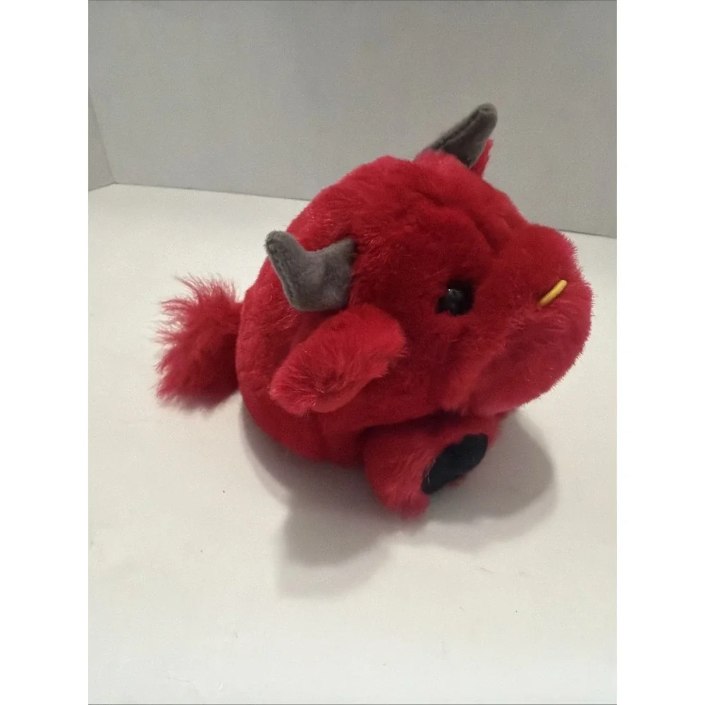 Swibco Puffkins Red Bull Plush Stuffed Animal Vintage Bean Bag Toy Horns Tag